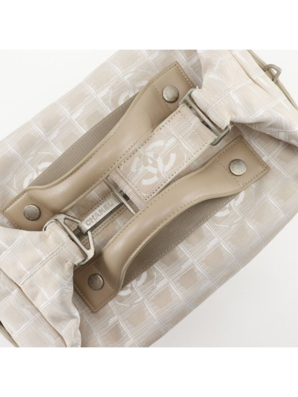 Chanel New Travel Line Nylon Canvas Beige Boston Bag - Picture 5 of 10